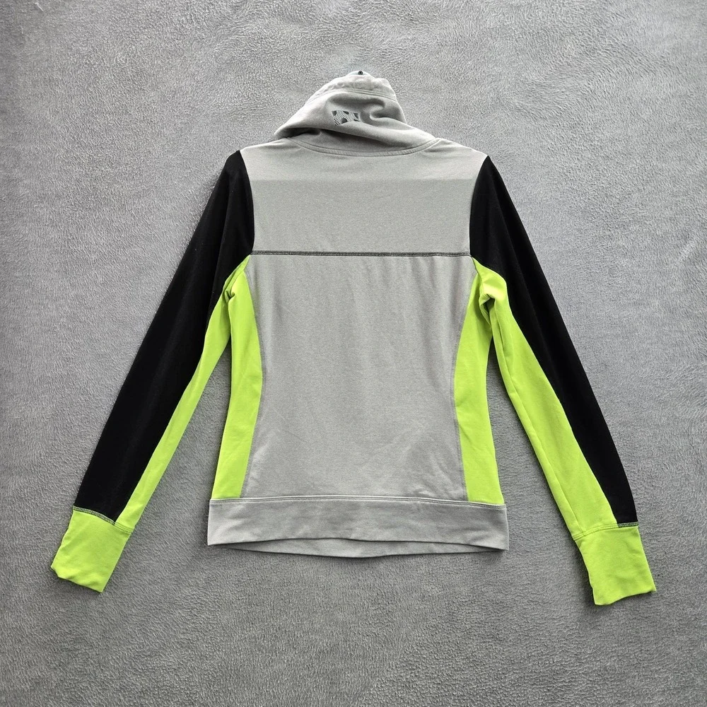 PINK Victoria's Secret Women Hoodie M Gray Logo‎ Embroidery Colorblock Text